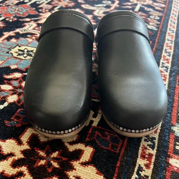 Isabel Marant Black Leather Clogs with Wooden Sole - Picture 2 of 5
